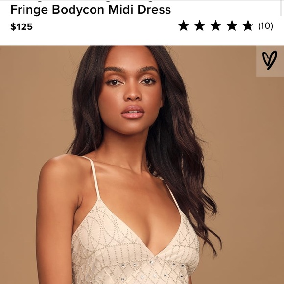 MAKE AN OFFER Beige Beaded Dress - Picture 3 of 7